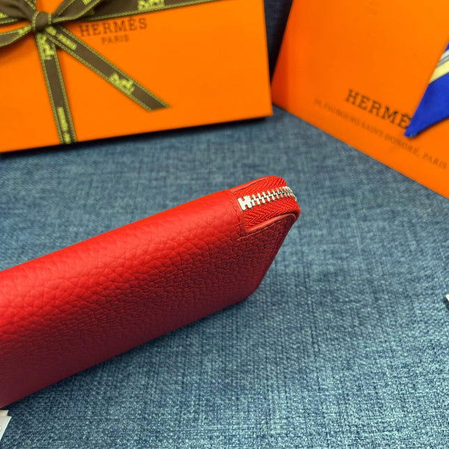 HM SILK'IN CLASSIC WALLET 19 RED GRAINED CALFSKIN
