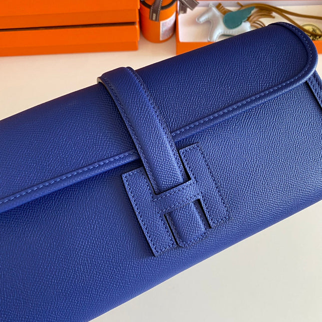 JIGE ELAN 29 CLUTCH IN COBALT BLUE CALFSKIN