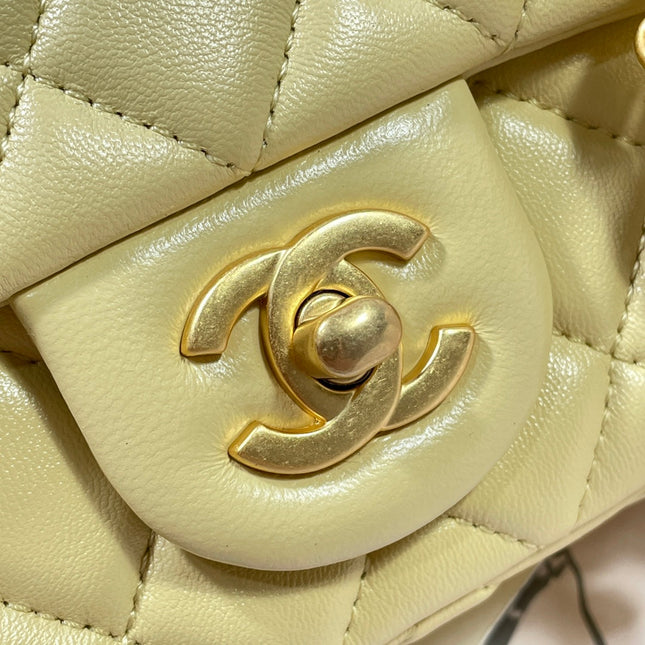 CHANEL 26S FLAP BAG 20 IN YELLOW LAMBSKIN