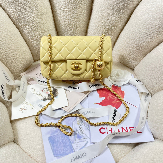 CHANEL 26S FLAP BAG 20 IN YELLOW LAMBSKIN