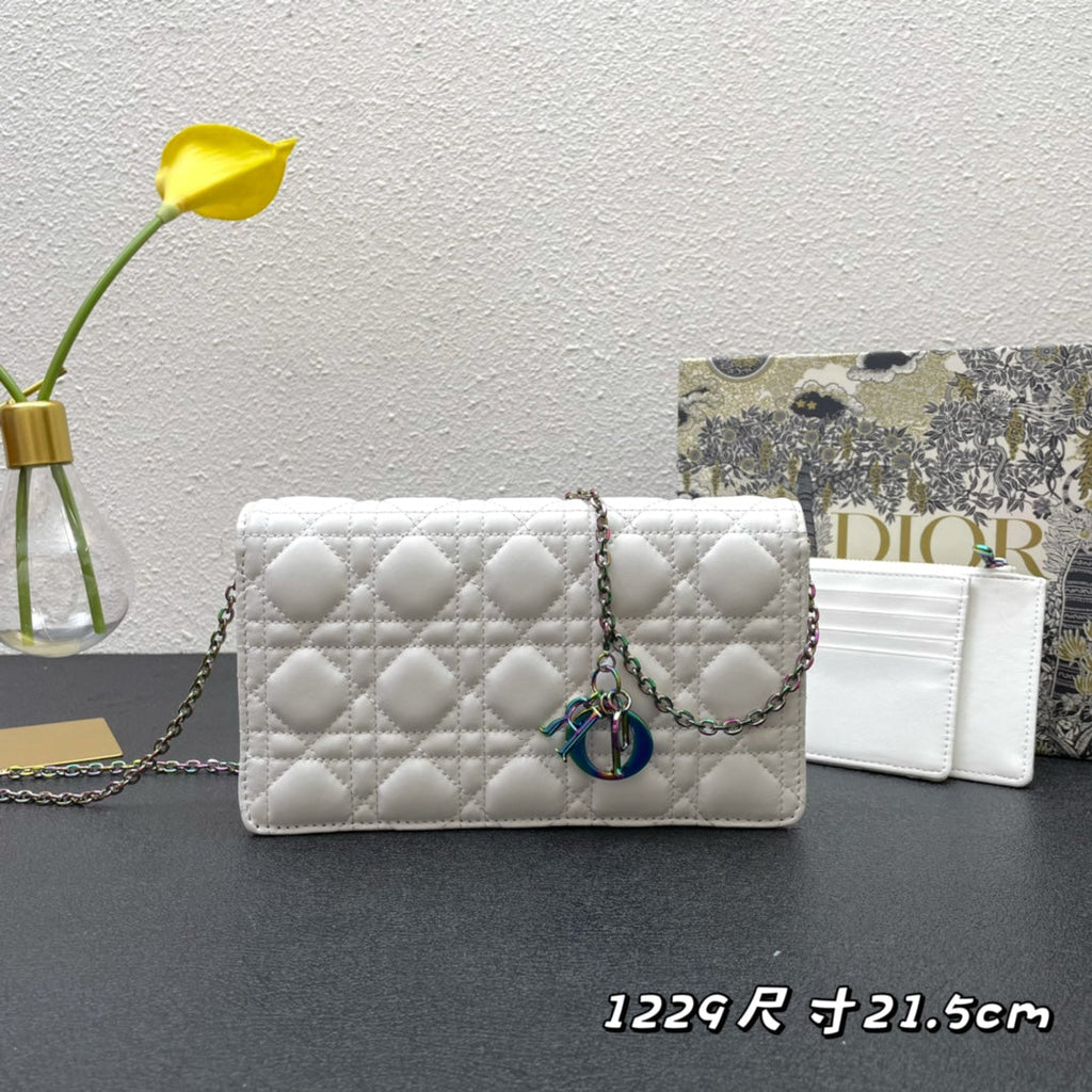 CARO SLIM POUCH 21 BAG IN WHITE CALFSKIN