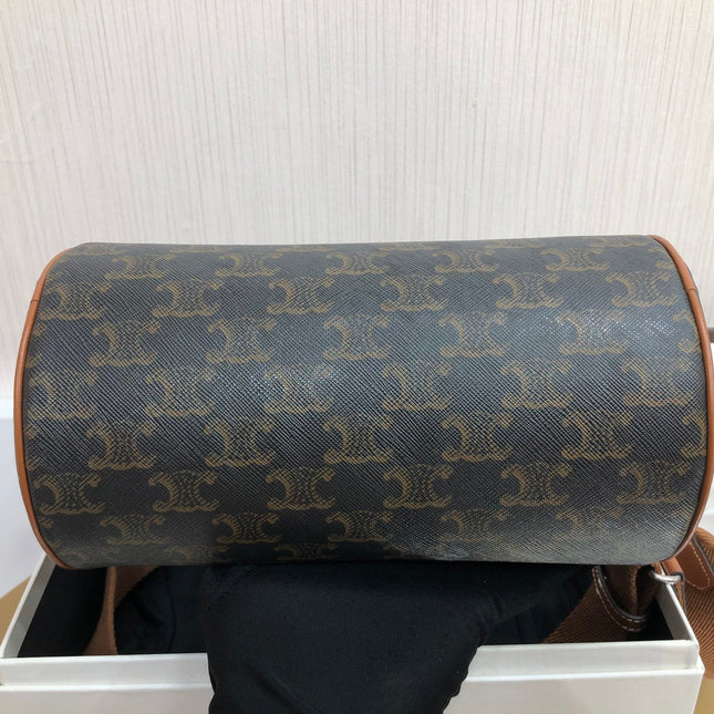 CYLINDRICAL 22  BAG BLACK PATTERN COWHIDE