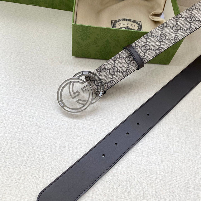 GG MARMONT MONOGRAM BELT 40 MM SILVER HARDWARE