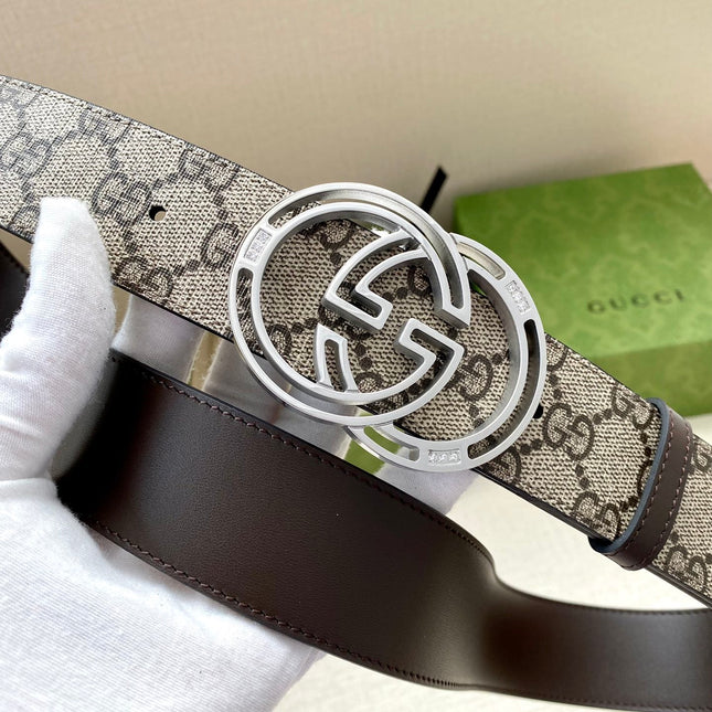 GG MARMONT MONOGRAM BELT 40 MM SILVER HARDWARE