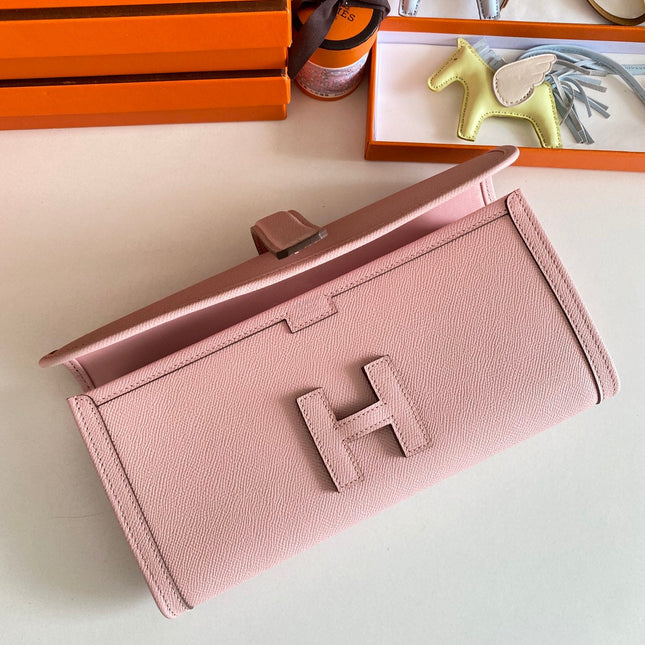 JIGE ELAN 29 CLUTCH IN CREPE PINK CALFSKIN