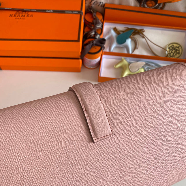 JIGE ELAN 29 CLUTCH IN CREPE PINK CALFSKIN
