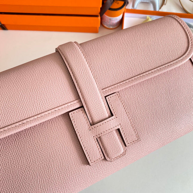 JIGE ELAN 29 CLUTCH IN CREPE PINK CALFSKIN