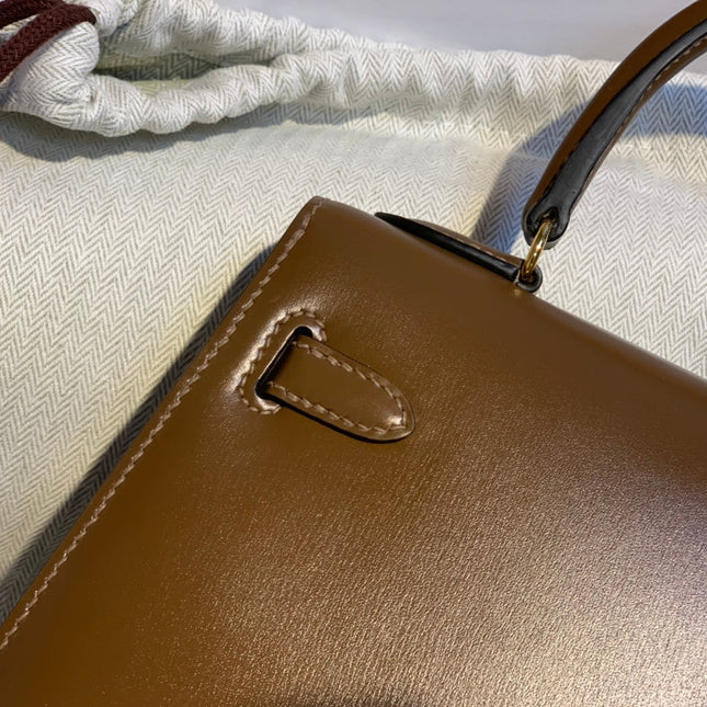 KELLY MINI 20 BAG IN CHOCOLATE BROWN SMOOTH CALFSKIN WITH GOLD HARDWARE