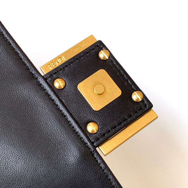 Mini Baguette Bag 20 With FF Motif Black Leather Ghw