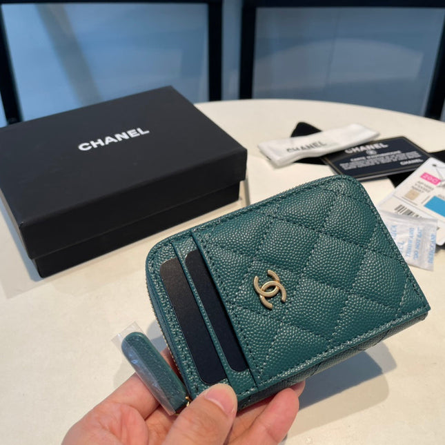 CC ZIPPED COIN PURSE 11 OCEAN GRAINED CALFSKIN