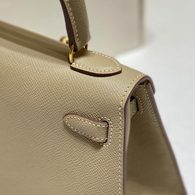 KELLY MINI 20 BAG IN TAN BROWN CALFSKIN WITH GOLD HARDWARE
