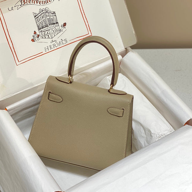 KELLY MINI 20 BAG IN TAN BROWN CALFSKIN WITH GOLD HARDWARE