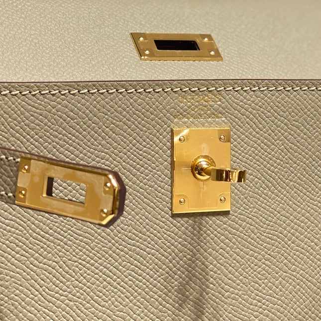 KELLY MINI 20 BAG IN TAN BROWN CALFSKIN WITH GOLD HARDWARE