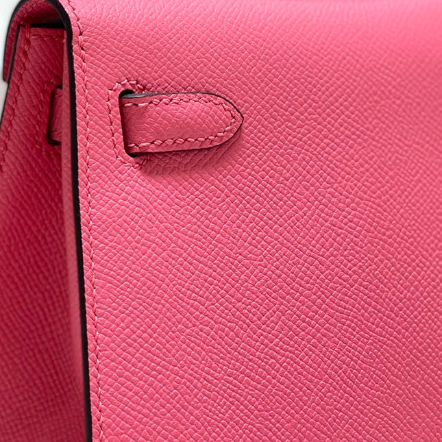 KELLY MINI 20 BAG IN WATERMELON PINK CALFSKIN WITH GOLD HARDWARE