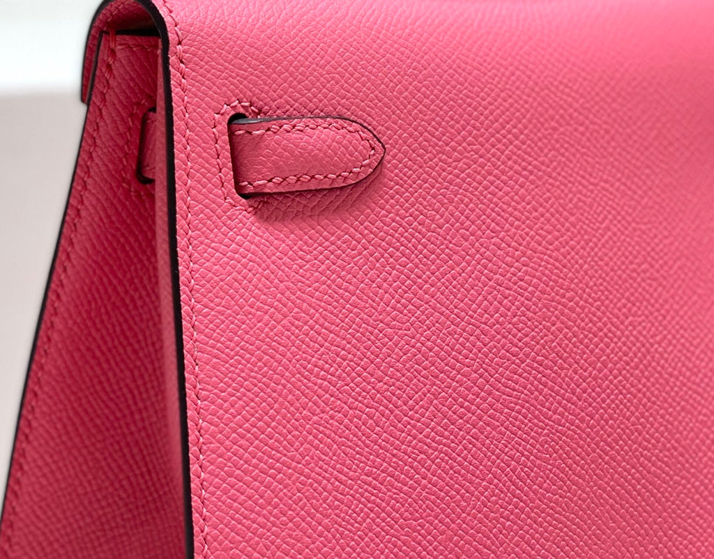KELLY MINI 20 BAG IN WATERMELON PINK CALFSKIN WITH GOLD HARDWARE