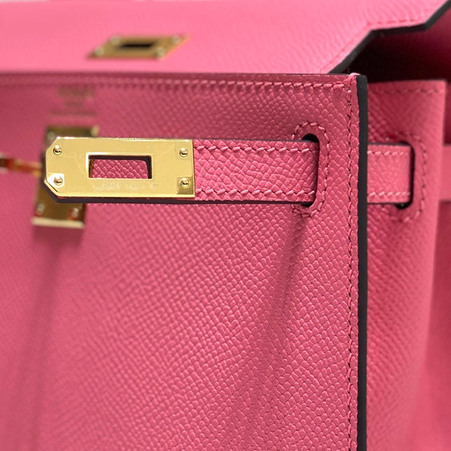 KELLY MINI 20 BAG IN WATERMELON PINK CALFSKIN WITH GOLD HARDWARE