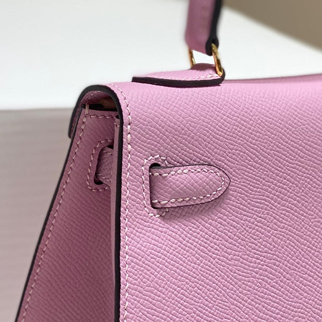 KELLY MINI 20 BAG IN BABY PINK CALFSKIN WITH GOLD HARDWARE
