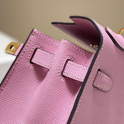 KELLY MINI 20 BAG IN BABY PINK CALFSKIN WITH GOLD HARDWARE
