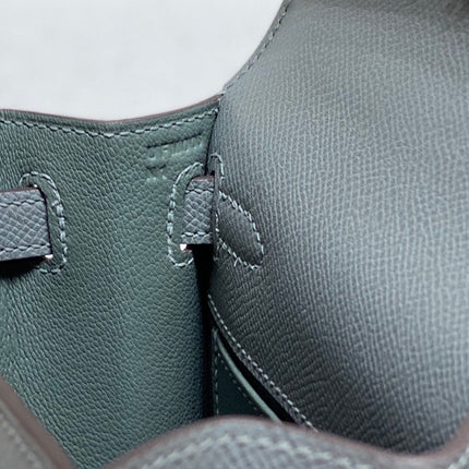 KELLY MINI 20 BAG IN SHARK GRAY CALFSKIN WITH GOLD HARDWARE