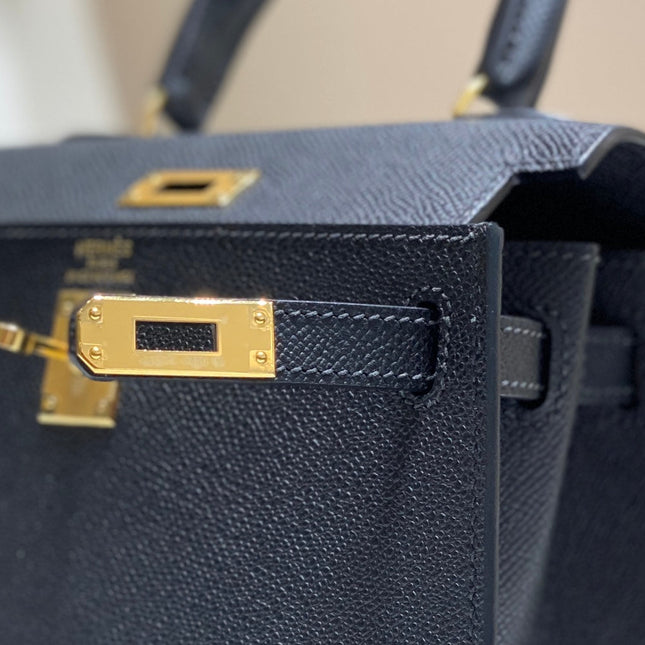 KELLY MINI 20 BAG IN BLACK CALFSKIN WITH GOLD HARDWARE