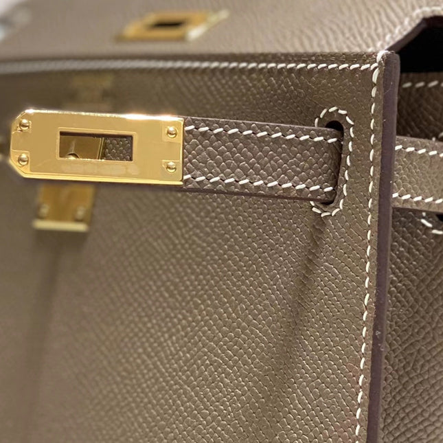 KELLY MINI 20 BAG IN MEDIUM BROWN CALFSKIN WITH GOLD HARDWARE
