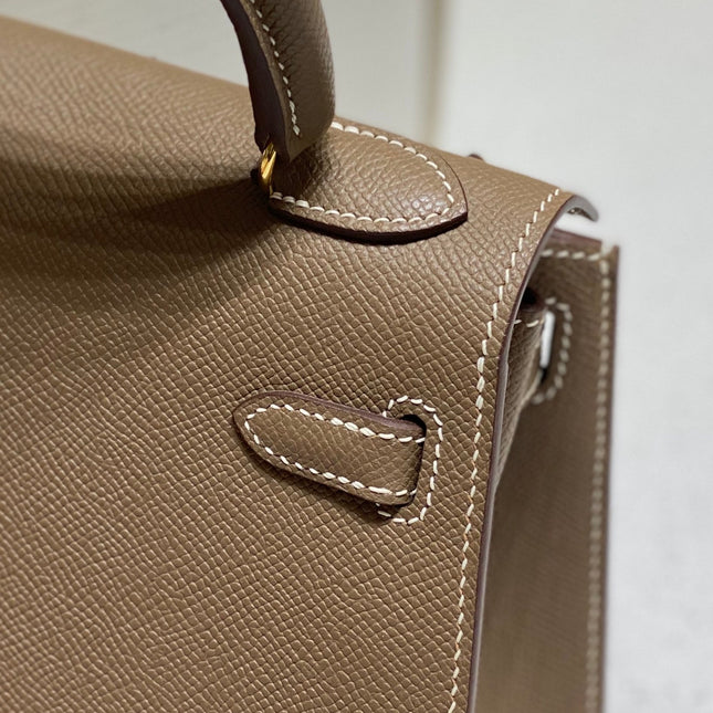 KELLY MINI 20 BAG IN MEDIUM BROWN CALFSKIN WITH GOLD HARDWARE