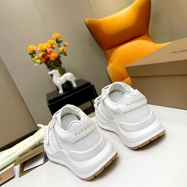 BURBERRY 26S PERFORATED SNEAKERS IN WHITE CALFSKIN