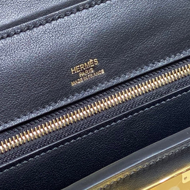 MINI 24/24 21CM IN BLACK EVERCOLOR CALFSKIN GOLD KELLY BUCKLE