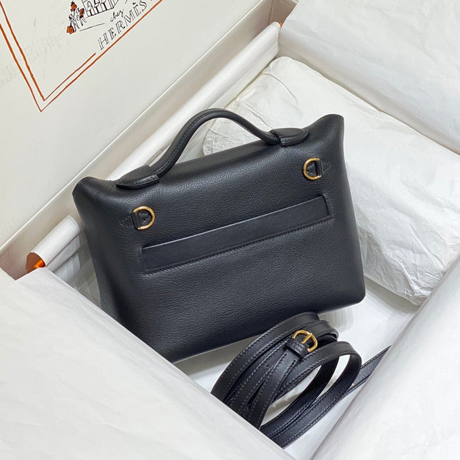 MINI 24/24 21CM IN BLACK EVERCOLOR CALFSKIN GOLD KELLY BUCKLE