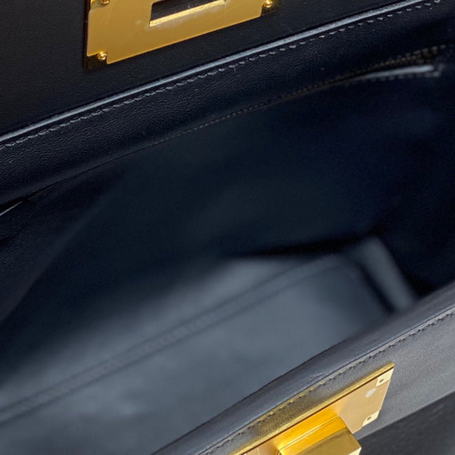 MINI 24/24 21CM IN BLACK EVERCOLOR CALFSKIN GOLD KELLY BUCKLE