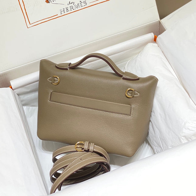MINI 24/24 21CM IN TOGO ETOUPE EVERCOLOR CALFSKIN GOLD KELLY BUCKLE
