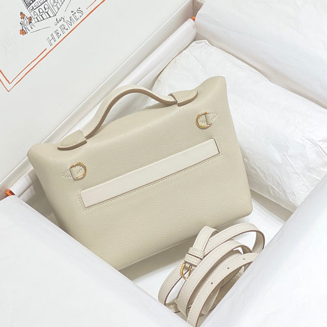MINI 24/24 21CM IN OFF WHITE EVERCOLOR CALFSKIN GOLD KELLY BUCKLE
