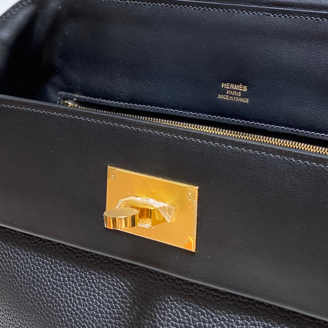 MINI 24/24 29CM IN BLACK EVERCOLOR CALFSKIN GOLD KELLY BUCKLE