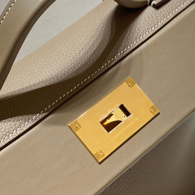 MINI 24/24 29CM IN TOGO ETOUPE EVERCOLOR CALFSKIN GOLD KELLY BUCKLE