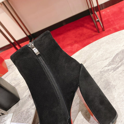 CHRISTIAN LOUBOUTIN 26S ZIP UP ANKLE BOOTS 130 MM IN BLACK SUEDE