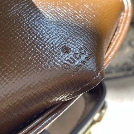 GG 12 HORSEBIT 1955 SUPER MINI BAG BEIGE CANVAS AND EBONY CALFSKIN