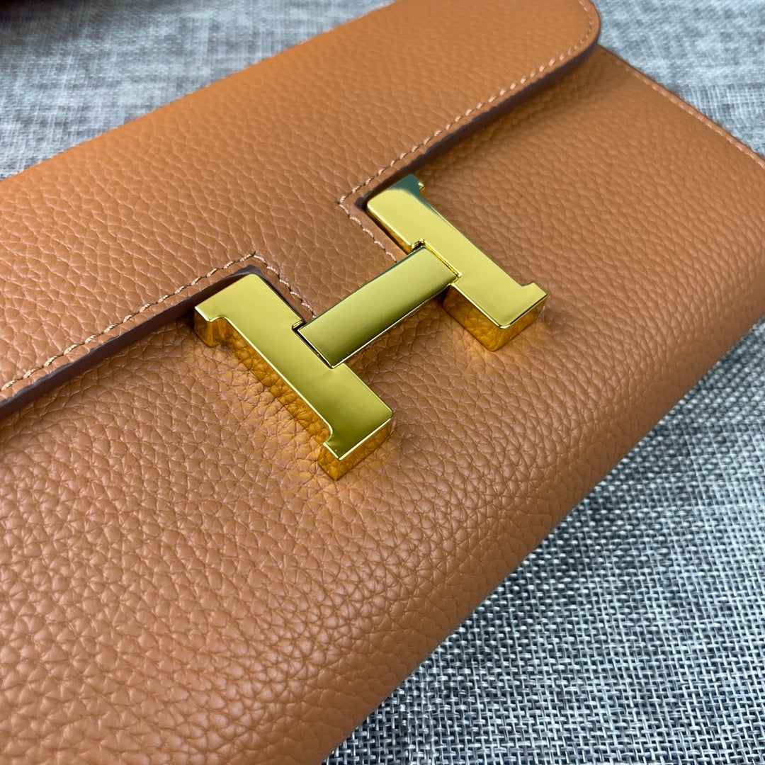 HM CLUTCH CONSTANCE 22 COPPER CALFSKIN GOLD HARDWARE