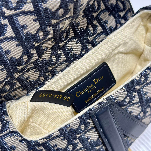 DIOR 26S SADDLE BAG 25 IN BLUE OBLIQUE JACQUARD