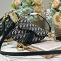 DIOR 26S SADDLE BAG 25 IN BLUE OBLIQUE JACQUARD