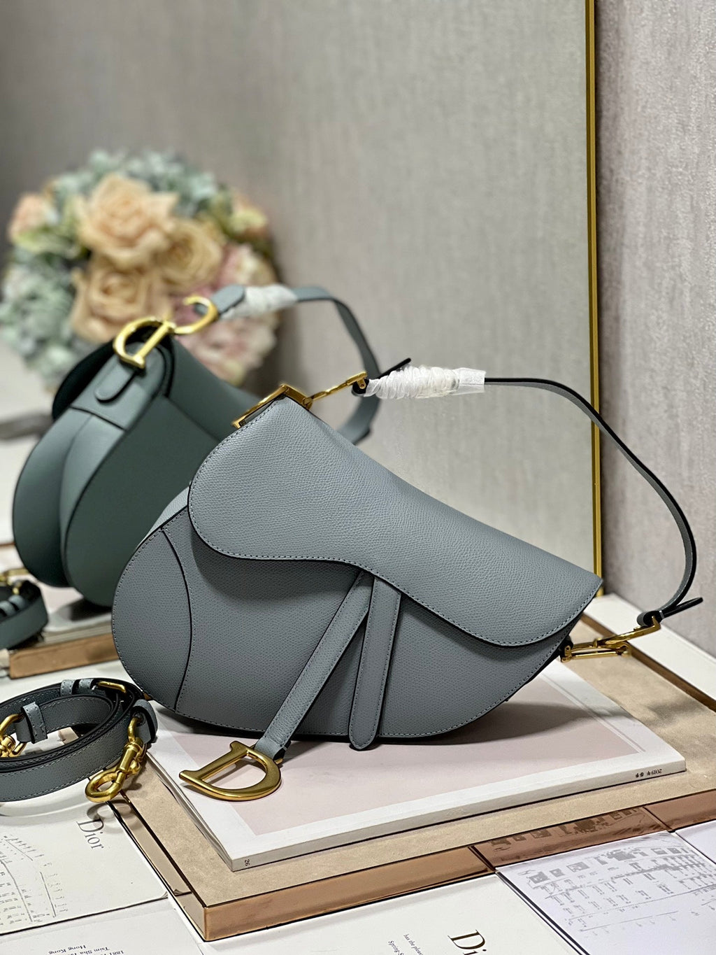 DIOR 26S SADDLE BAG 19 IN BLUE CALFSKIN
