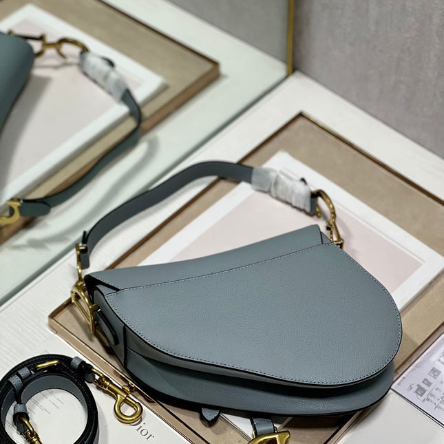 DIOR 26S SADDLE BAG 25 IN BLUE CALFSKIN