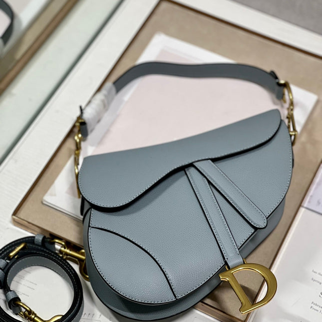 DIOR 26S SADDLE BAG 25 IN BLUE CALFSKIN