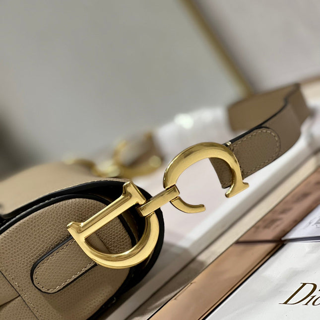 DIOR 26S SADDLE BAG 25 IN BEIGE CALFSKIN