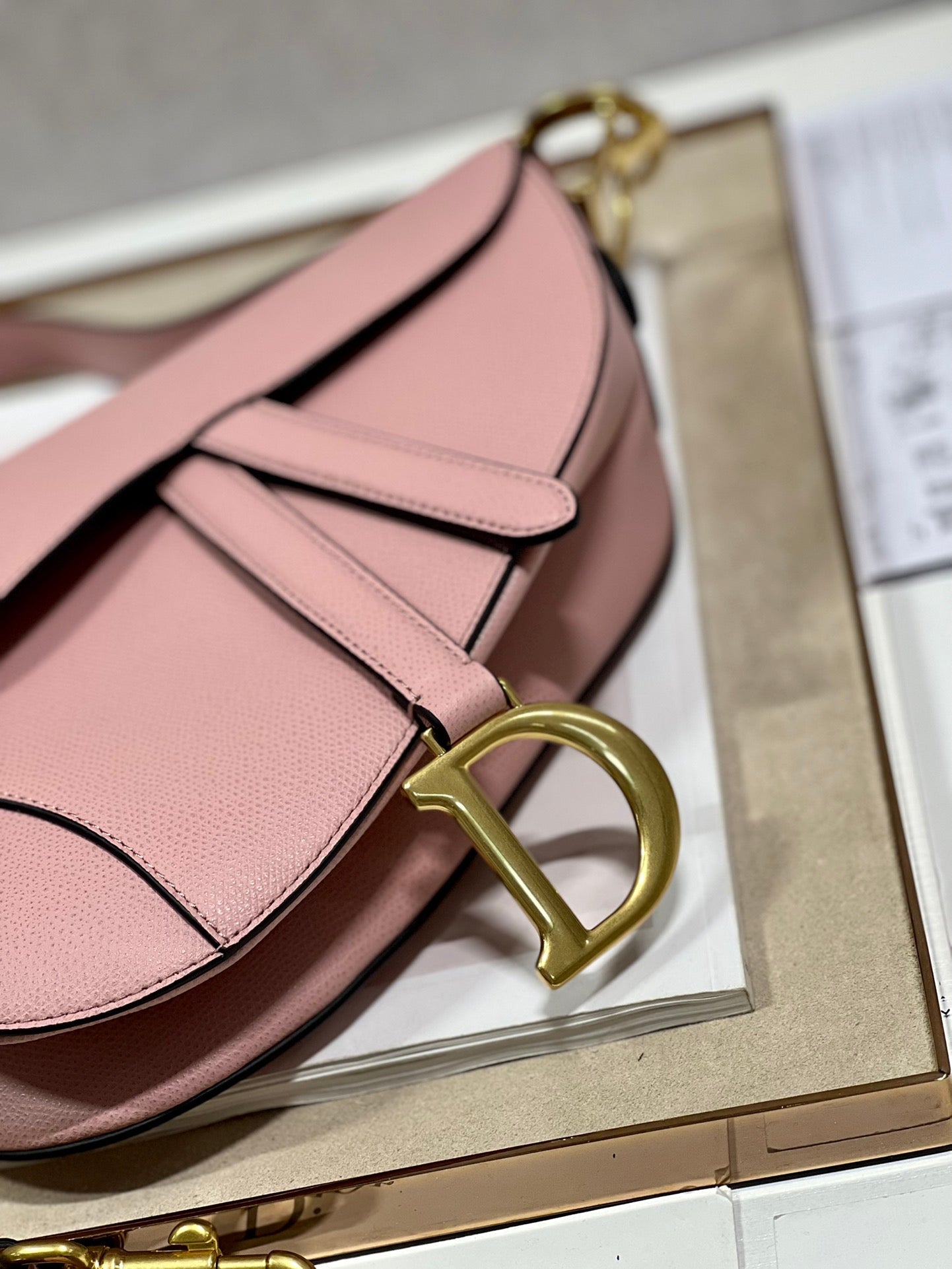 DIOR 26S SADDLE BAG 19 IN PINK CALFSKIN