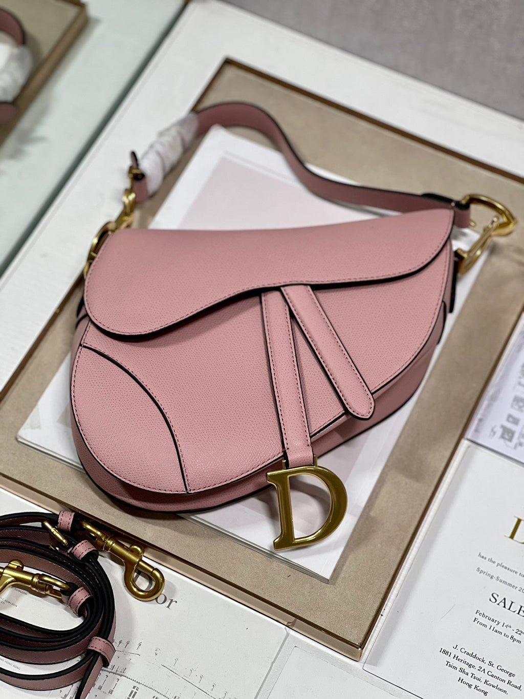 DIOR 26S SADDLE BAG 19 IN PINK CALFSKIN