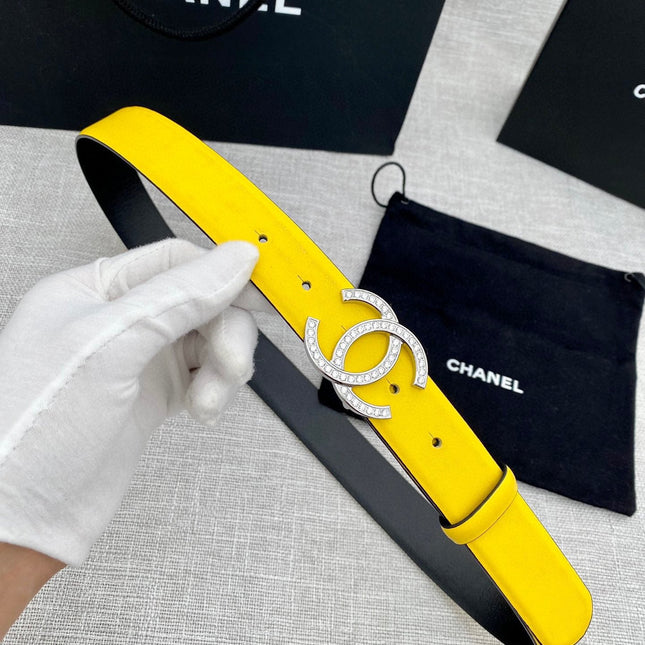 CC 26S BELT 30 MM IN YELLOW CALFSKIN SILVER HARDWARE 661510