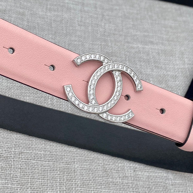 CC 26S BELT 30 MM IN LIGHT PINK CALFSKIN SILVER HARDWARE 661512
