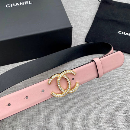 CHANEL 26S BELT 30 MM IN LIGHT PINK CALFSKIN WITH GOLD HARDWARE 661512