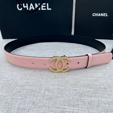 CHANEL 26S BELT 30 MM IN LIGHT PINK CALFSKIN WITH GOLD HARDWARE 661512