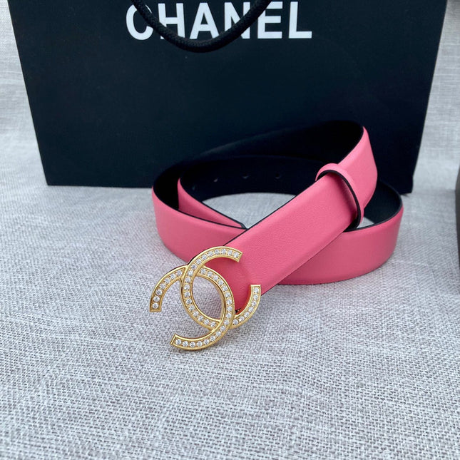 CHANEL 26S BELT 30 MM IN PINK CALFSKIN WITH GOLD HARDWARE 661514